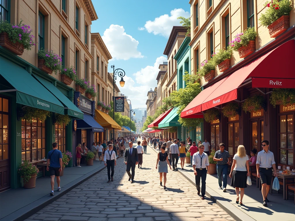 Abstract illustration of a Wellington-style street corridor